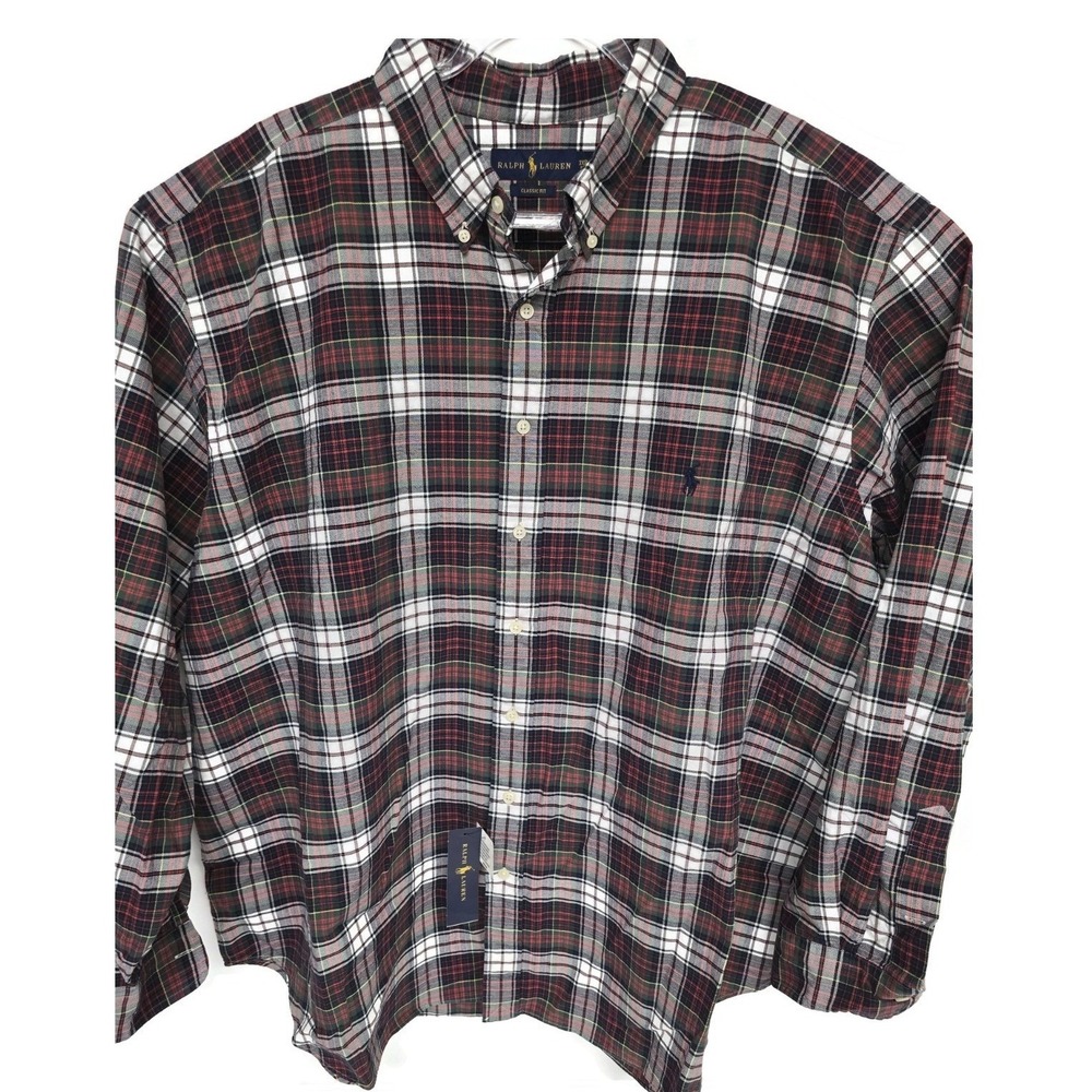 Polo Ralph Lauren Mens 3XB Big Plaid Classic Fit Button Down Shirt Red Green NWT